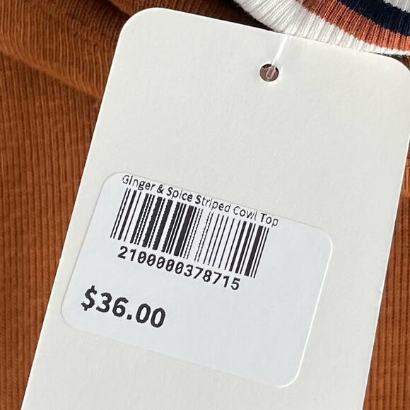 🆕 The Nines ginger and spice striped cowl neck top long sleeve NWT size small - Picture 9 of 9